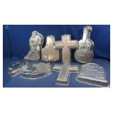 8 Asst. Cake Molds, Big Bird, Hockey Player &