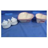 Heart Bowls, Cream & Sugar Set