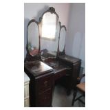 Antique  Walnut Vanity 44x18x68"H&Antique Wooden