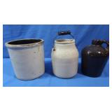 Brown Glazed Stoneware Jug 6"H,2 Stoneware