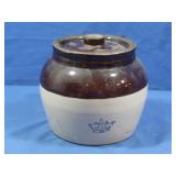 Stoneware Crock w/lid,7"H,no cracks