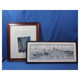2 Framed Pics 29.5x12.5,signed&23.5x19"