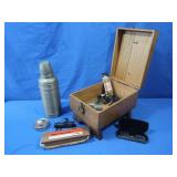Wooden Shoe Shine Box 10.75x7.75x7.5" w/shoe
