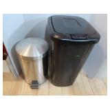 Plastic Trash Can 12.5x15x23"&Metal Trash Can