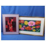 2 Framed Pics 32.5x16.25",signed&18.25x14.5"