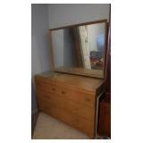 Wooden Dresser 50x19x31.75"H w/attached mirror