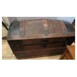Antique Metal-Covered Dome-top Steamer Trunk