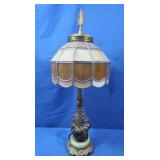 Vintage Stained Slag Glass Table Lamp 26"H
