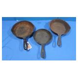 3 Cast Iron Skillets(2 are 8",1 is marked #5), 1