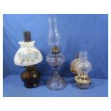 3 Oil Lamps 11",16.5"&19.5"H