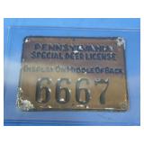 Antique Metal PA Special Deer License,Approx 1926
