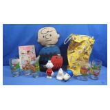 Vintage "Peanuts" Items-Drawstring Bag,Stuffed