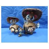 Vintage Japanese Kokeshi Tanuki dolls