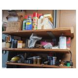 Misc Garage Items on 3 Shelves