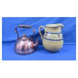 Copper Tea Kettle&Decorative Ceramic Pitcher