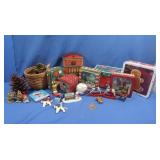 Christmas Decorations-Tins,Pine cones&more
