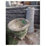 Concrete Planter,2 Birdbath Pedestals