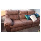 Faux Suede Sofa w/2 Pillows-93"x36"x38"H