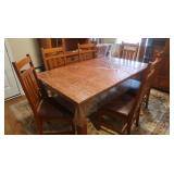 Wooden Dining Table w/2 Leaves, Wooden Chairs