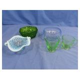 Vintage Vaseline Glass Creamer&Sugar Bowl,Fenton