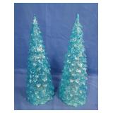 2 Mini Lighted Christmas Trees