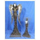 2 Metal Angel Candle Holders w/Antique Finish