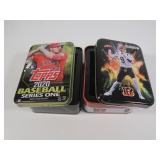 Lot of 2 sports tins, Joe Burrow, & Mike Trout
