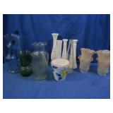 Asst Glassware-Milk Glass Vases&more