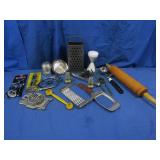 Metal Box Grater,Wood Rolling Pin,Kitchen