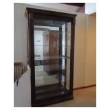 Lighted Curio Cabinet w/Glass Shelves& Key