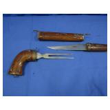 Vintage India Steel Gun Shaped Carving Knife Set