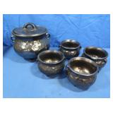 Copper Bean or Soup Pot&Bean or Soup Bowls,one