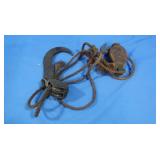 Vintage Wooden Block Pulley w/hook & rope