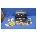 Plastic Fishing Tackle Box 13.5x6.5x7" w/Fishing