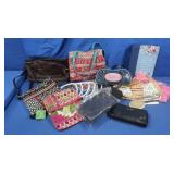 Wheeled Laundry Basket w/Hand Mirrors,Purses,some