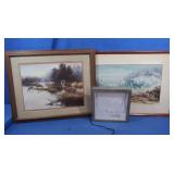 2 Wood Framed Art Prints,both signed&Lighted 3D