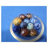 Antique Glazed Clay Marbles in Vintage Ball Jar