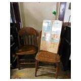 3 -  7x24" Wood Shutters & 2 wood Dinning Chairs