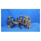Wood African Animal Figures w/Table