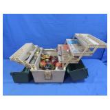Plastic Fishing Tackle Box 16x9x9.5"H w/Fishing