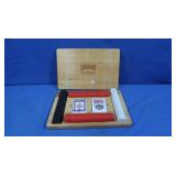 Wooden Case w/Poker Chips&Decks of Cards
