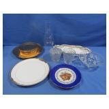 Lady Hamilton Gold Plates,Misc Glass pcs.