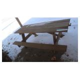 84x56x30 Wooden Picnic Table w/ attached bench