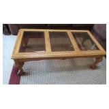 49x25x16 Solid Wood Glass Top Coffee Table