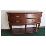 Bow Front Wood Four Drawer Sideboard 57.5x38x19"