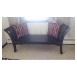 Dark Solid Wood Entry bench w/ pillows 61" long
