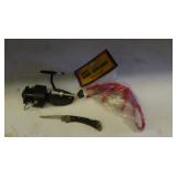 Mitchell 300 Fishing Reel,Pocket Knife,Rod Holder