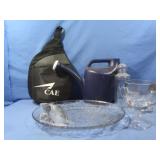 Lg Glass Plate,Glass Dishes,Watering Can&more