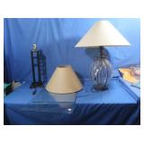 1 Clear Glass Table Lamp w/Metal Cage,24"H,Metal