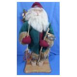 Santa Statue on Wooden Stand 20.5"H